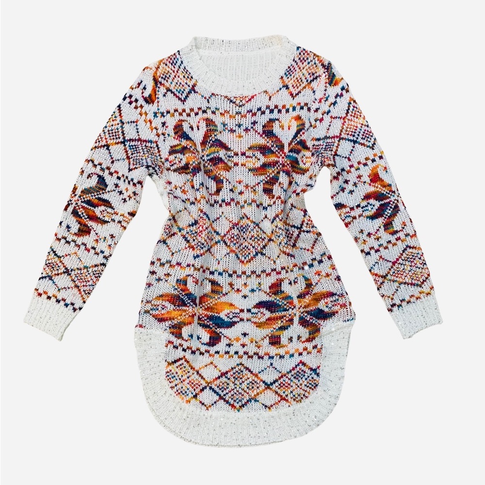 White Aztec Print Sweater